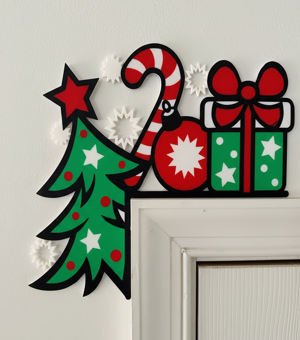 Christmas Door Corner (Tree,Candy Cane,Present)